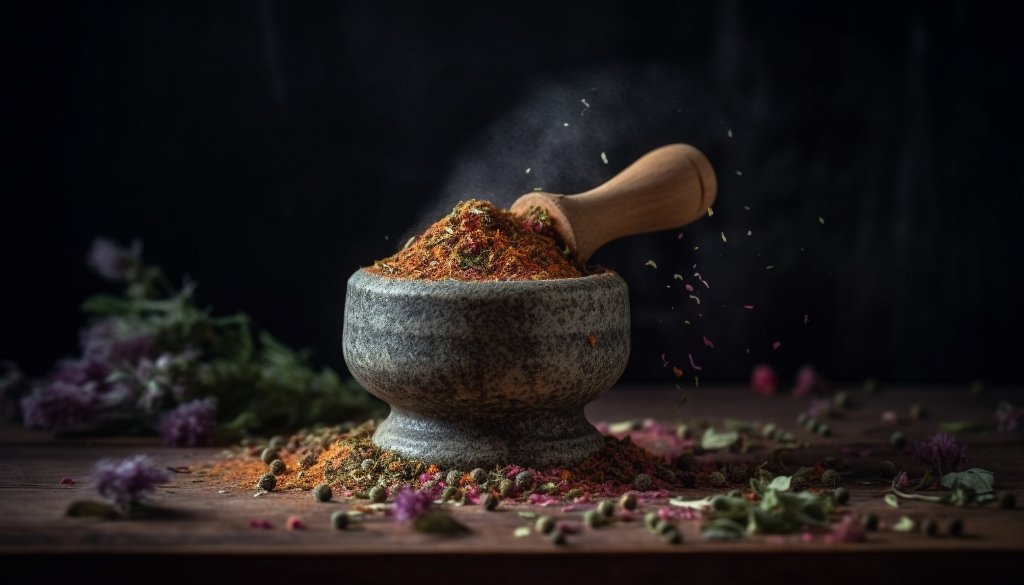 Fresh organic herbs and ingredients