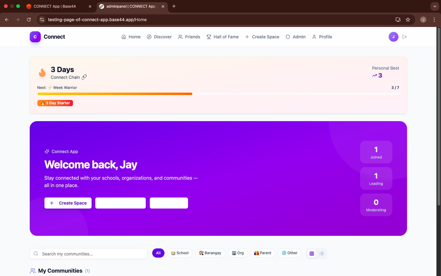 CONNECT App template preview