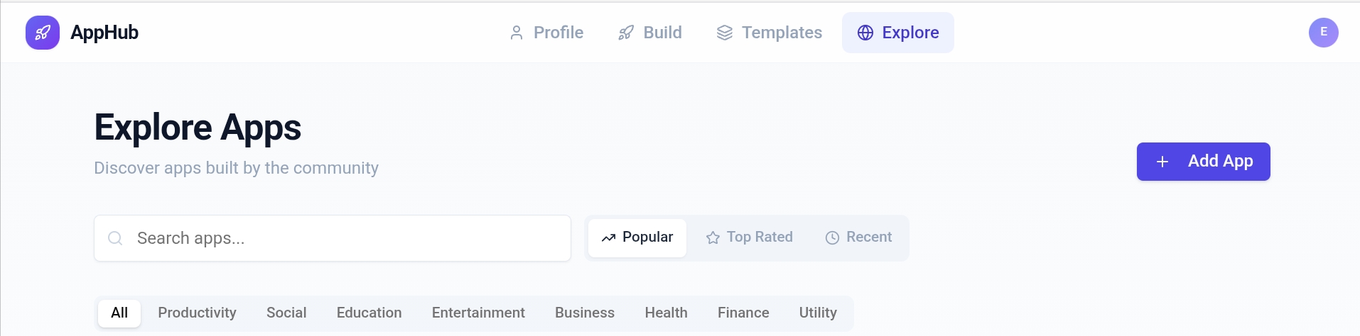 App hub template preview
