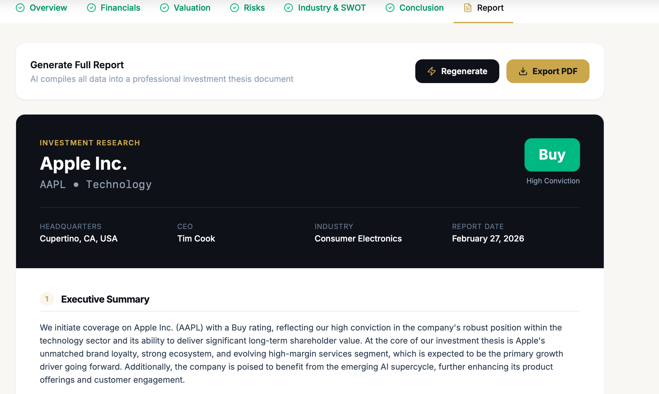 Investment Thesis Builder template preview