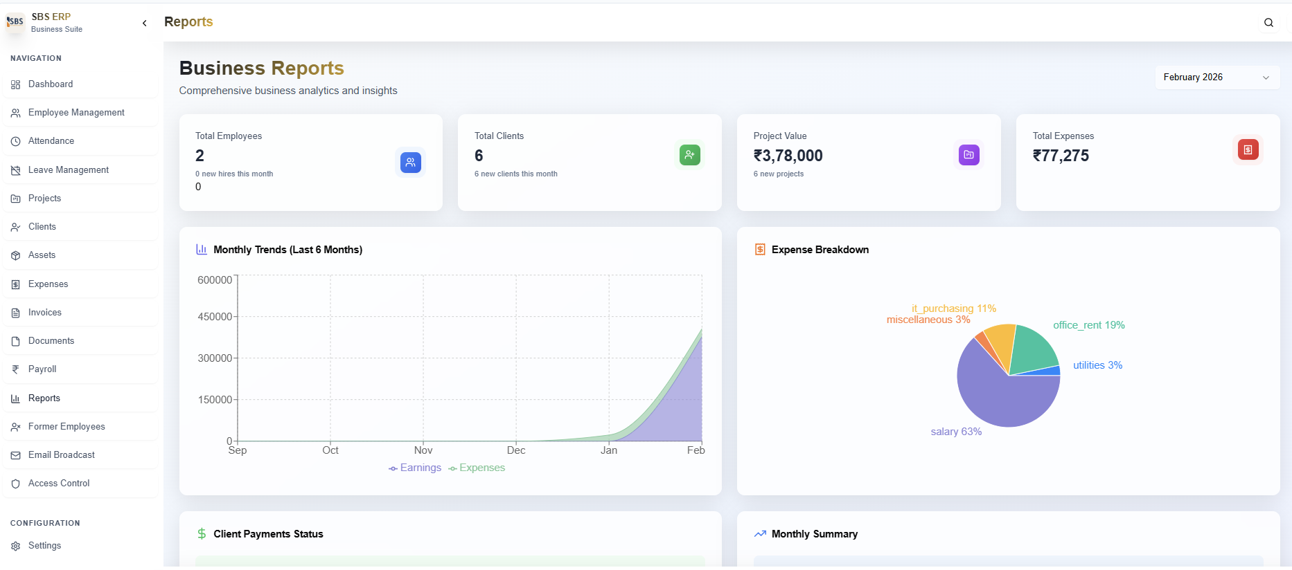 Modern SME ERP – HR, Payroll & Project Management System template preview