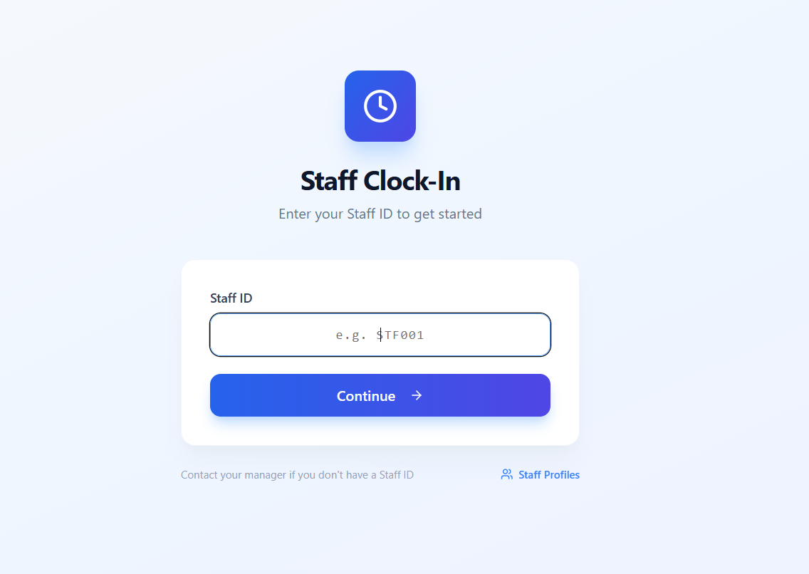Sands Carving Studio Staff Login template preview