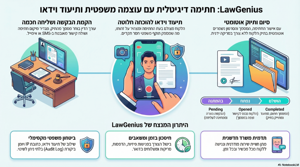 חתימה דיגיטלית מאומתת – חוויית החתימה הדיגיטלית המאובטחת, המאומתת והמתקדמת ביותר למשרדי עורכי דין | LawGenius מערכת ניהול משרד עורכי דין