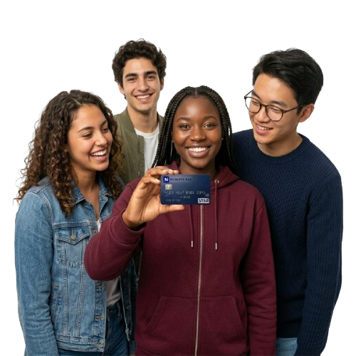Étudiants avec carte de paiement