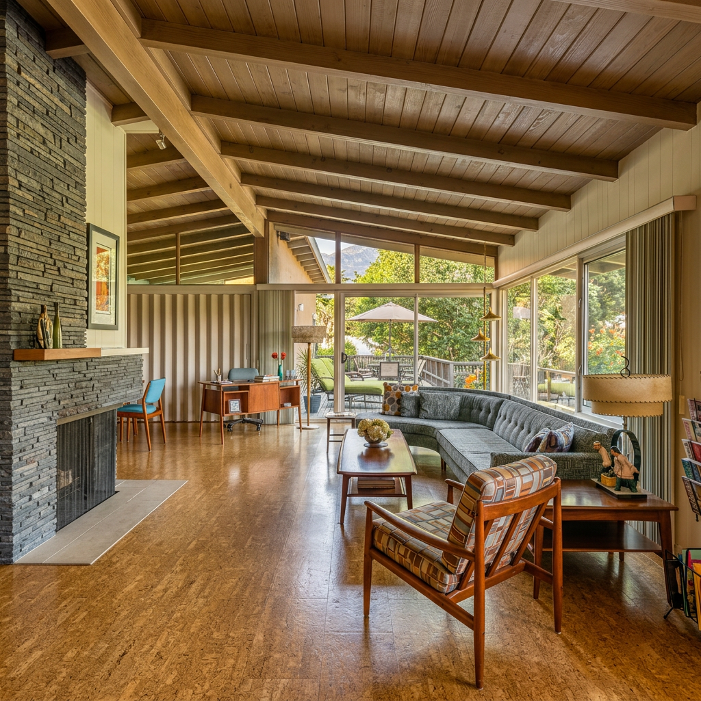 Atomic ranch house interior living room