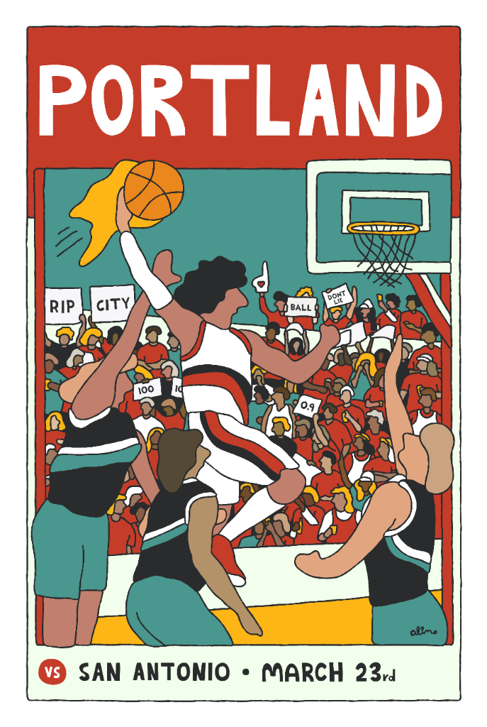 Alimo x Portland Trail Blazers, 2021 — Limited edition prints — digital art, limited edition print, surf lifestyle brand art, art collaboration by Alimo, post-pop surf artist Brooklyn NY — image 1 of 11