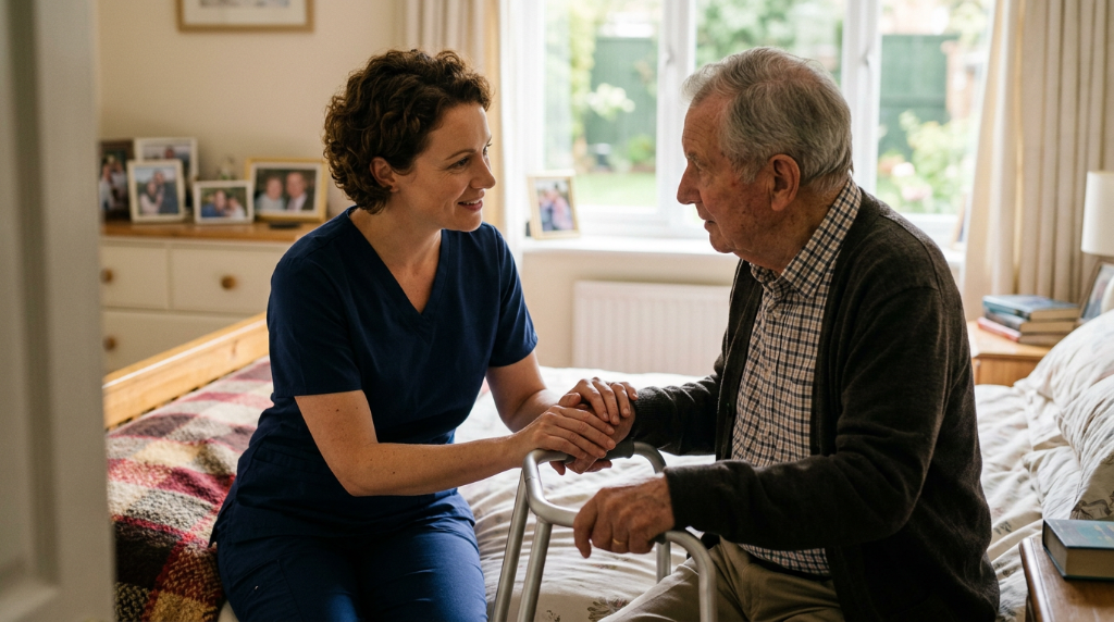 Professional caregiver providing compassionate care