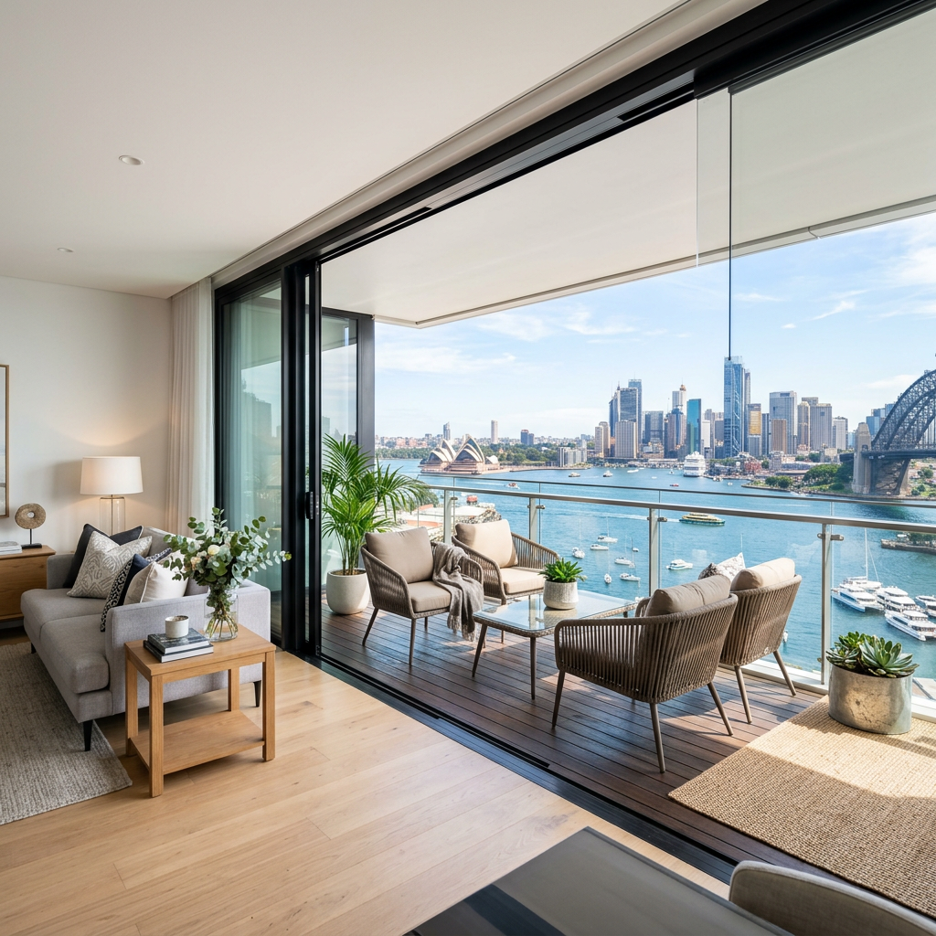 Apartment balcony with view