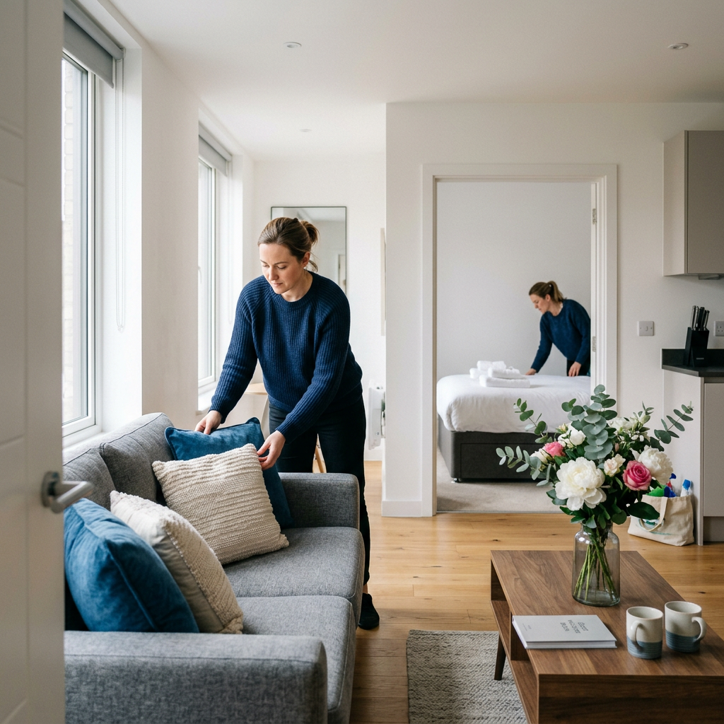 Host preparing apartment