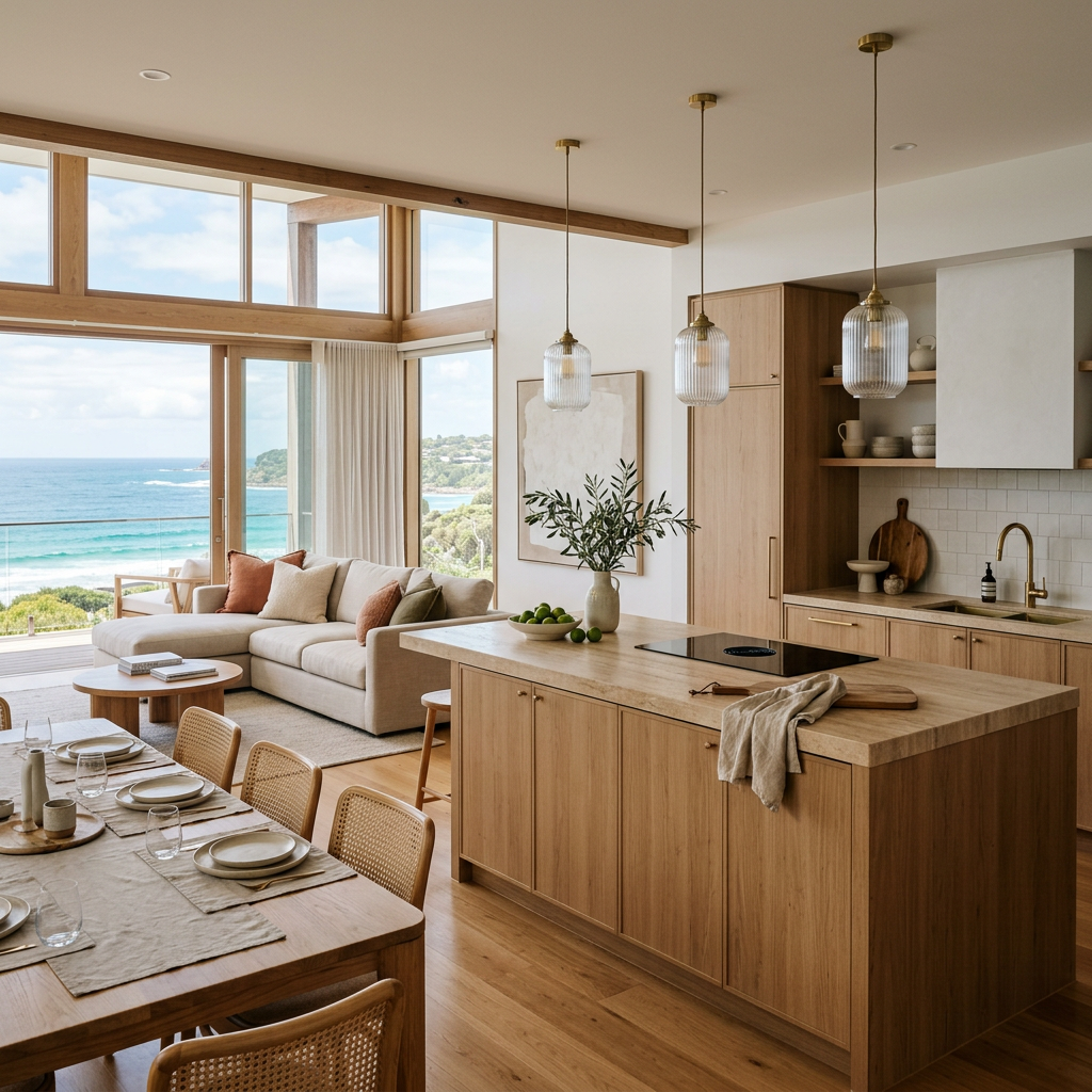 Modern open-plan kitchen with premium appliances and contemporary design