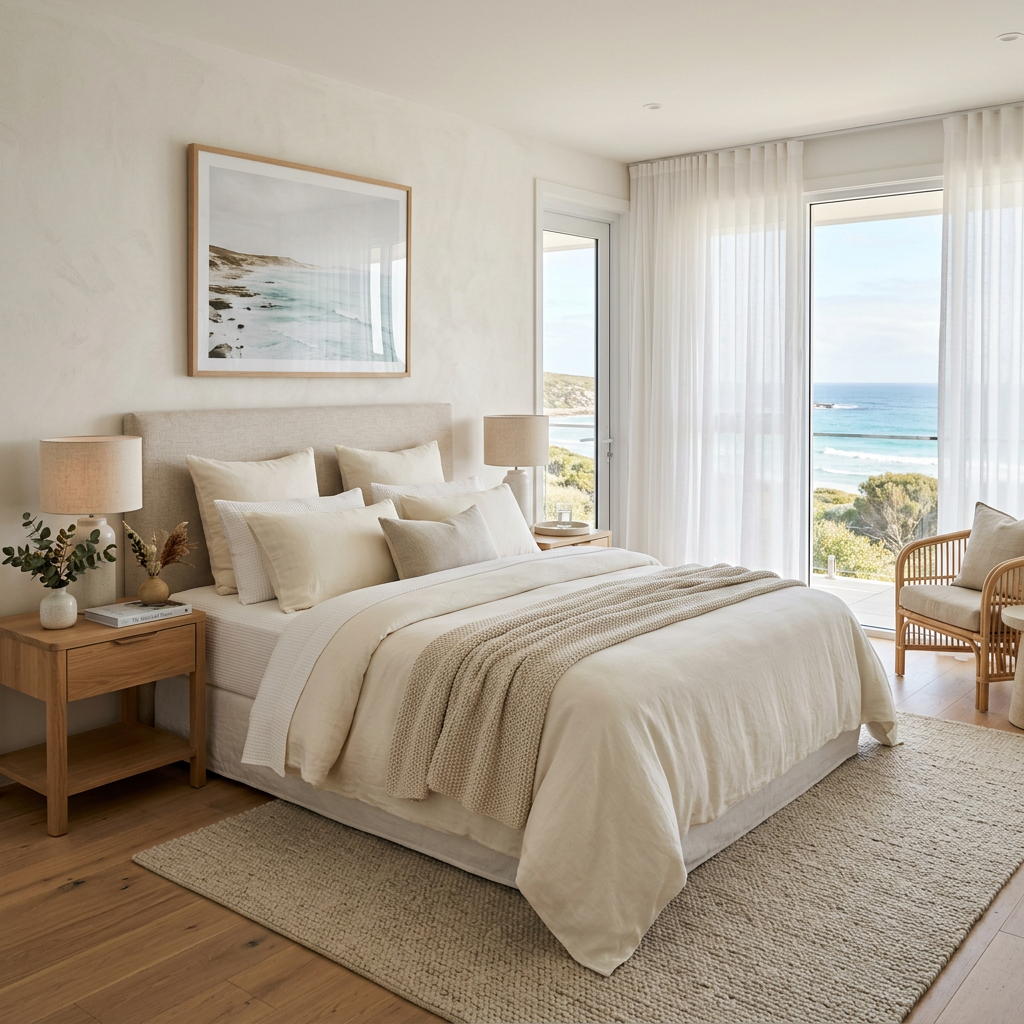 Luxury bedroom interior with contemporary design and premium bedding for short-stay properties