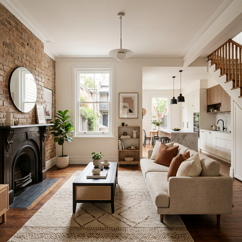 Example Inner Sydney 2-bedroom terrace styled for premium short-stay rental earning $70000 annually