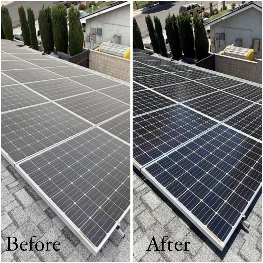 Solar panels before professional cleaning