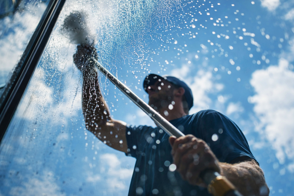 Professional window washer