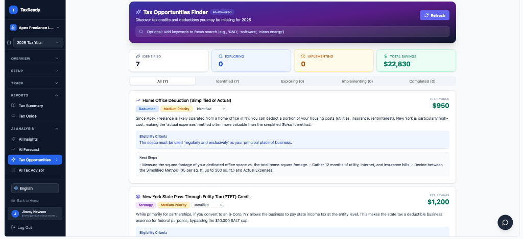 Tax Opportunities Finder
