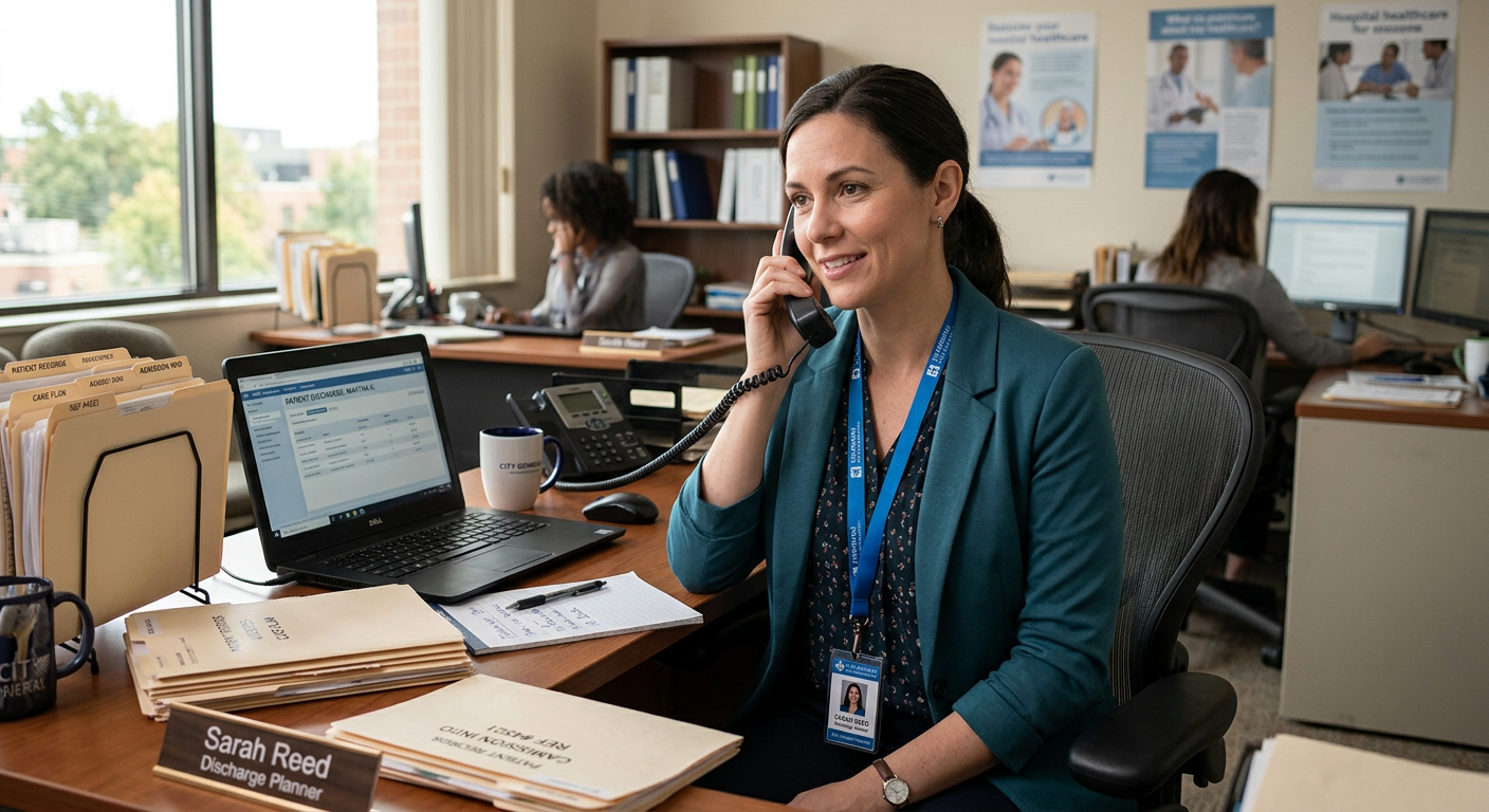 Hospital discharge planner calling Serenelle Living