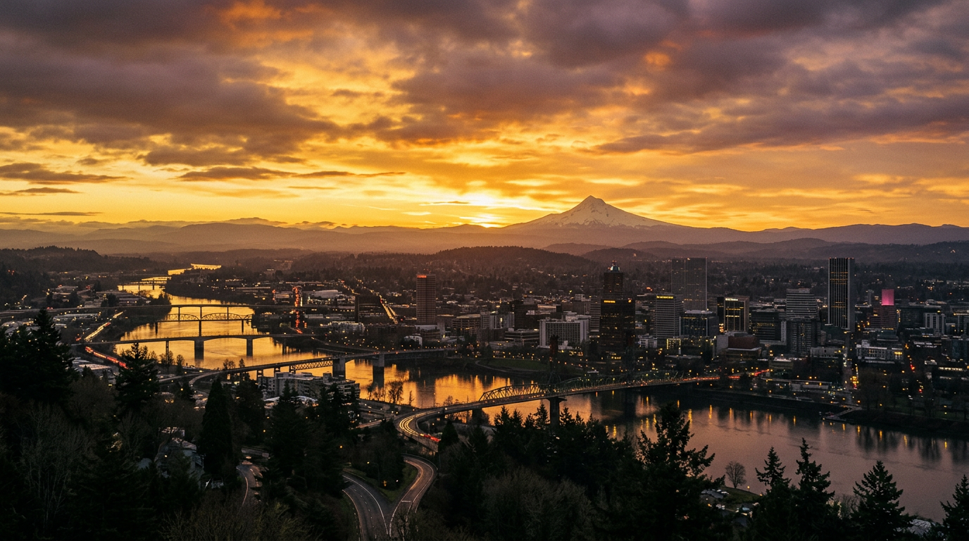 Portland Oregon sunrise - inspiration for Rise and Shine Painting