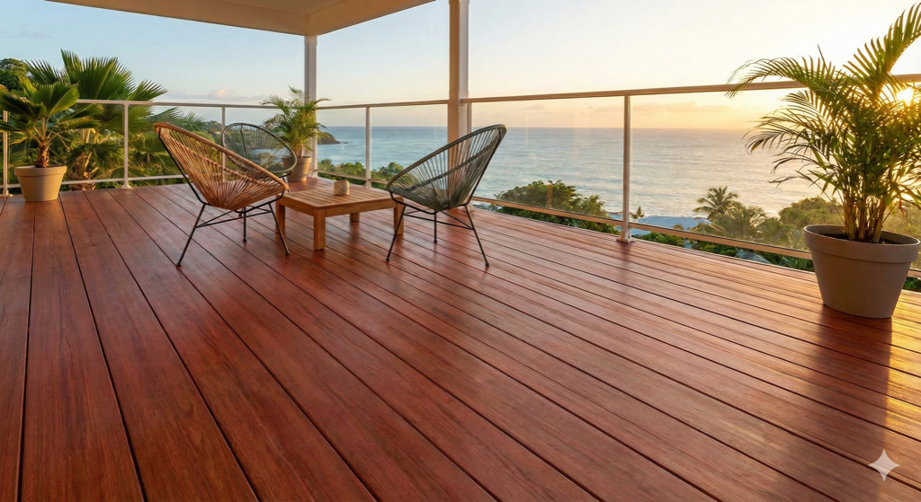 Balcon et garde-corps aluminium appartement bord de mer Martinique terrasse marine