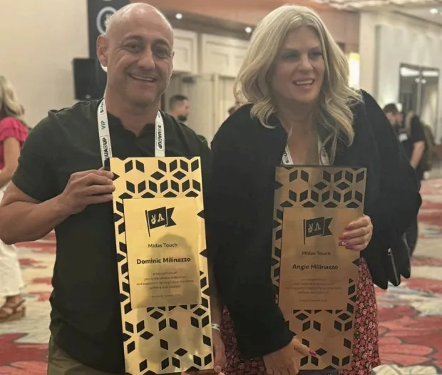 Angie backstage with Pace Morby at SquadUp Summit 2025