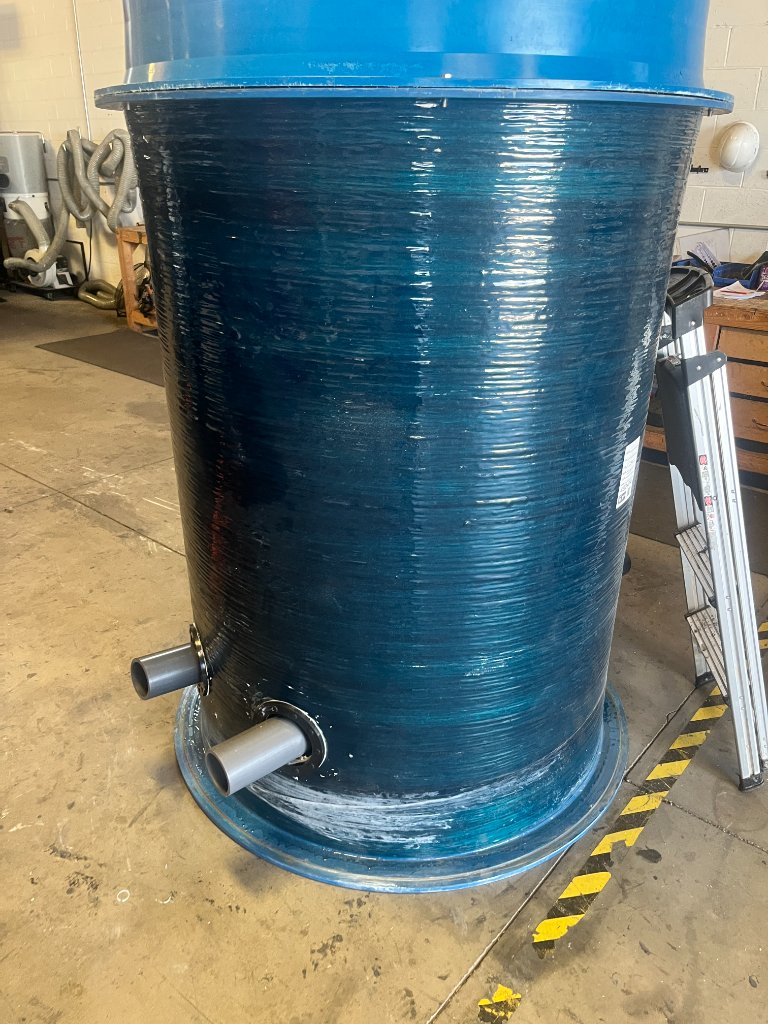 Fiberglass pump station basin in the shop