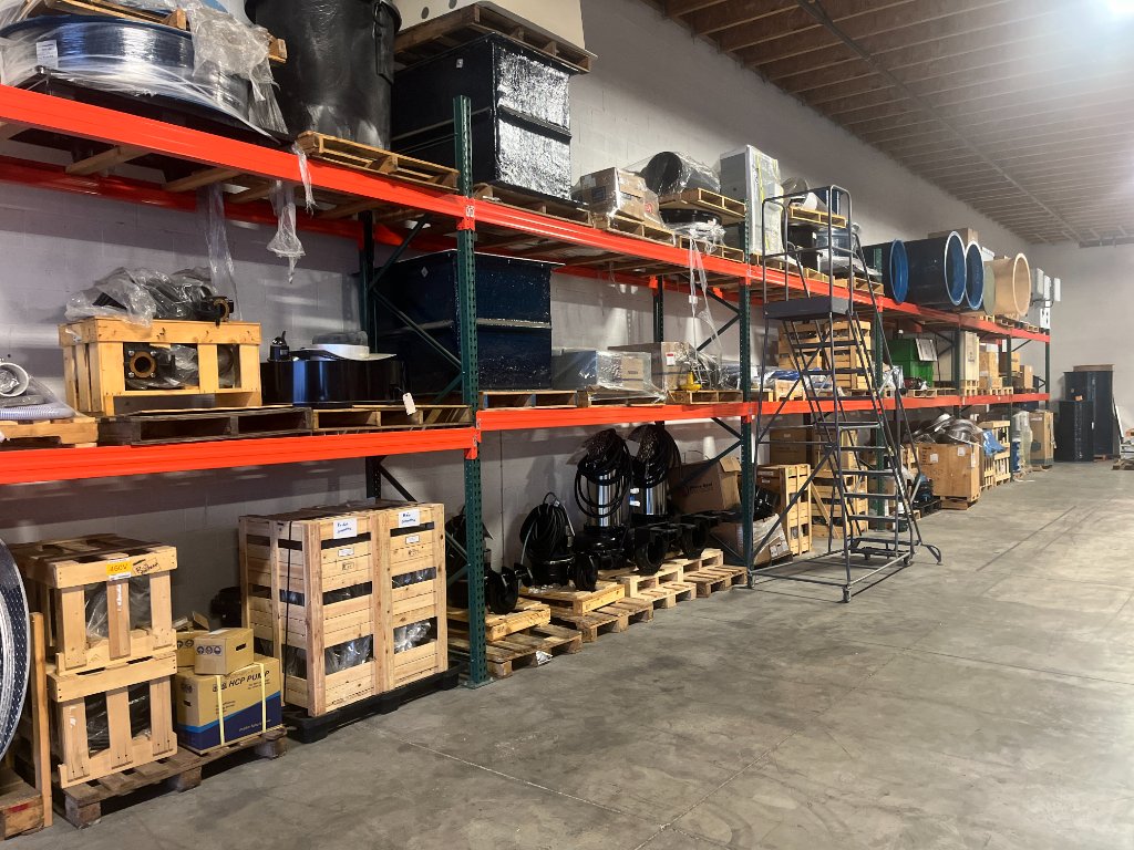 Warehouse inventory of pumps and accessories