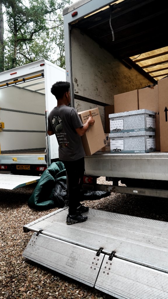Loading items into storage truck