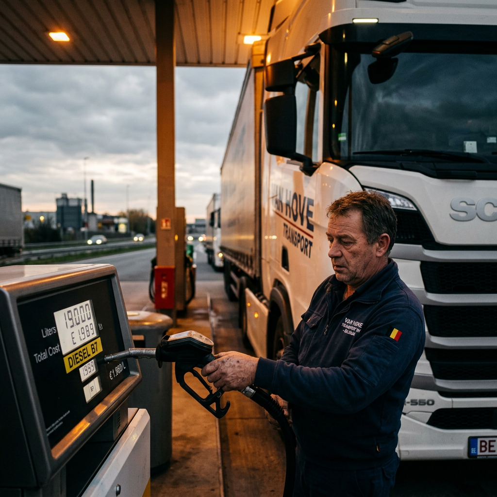 Belgique mars 2026: Le diesel à 1,923€/L étouffe les marges des transporteurs