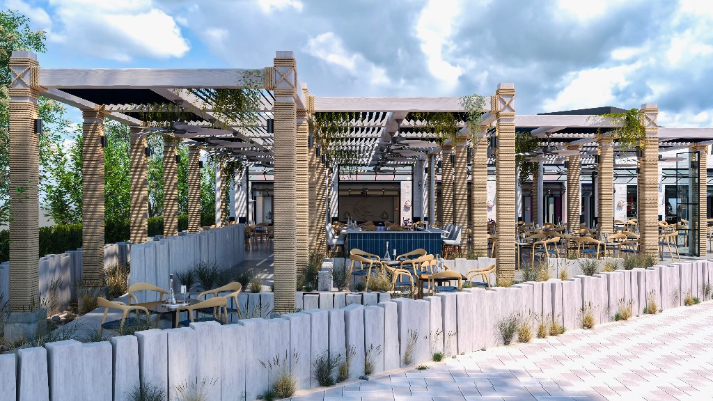 Patio exterior with pergola