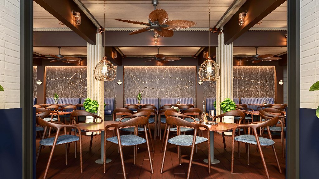 Bright open dining room