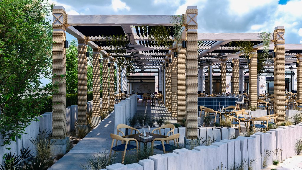Patio walkway and pergola columns