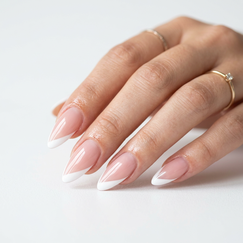 Shiny angled French tips