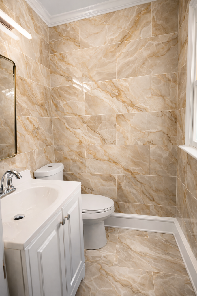 Marble Tile Bathroom - Nassau County, NY - TrueCraft Construction