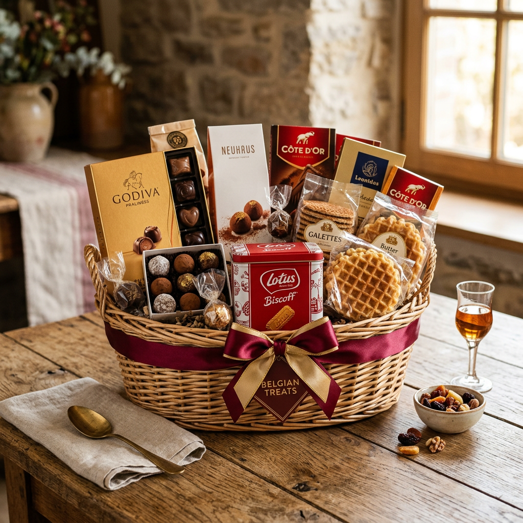 Selection of Belgian chocolates and biscuits Basket