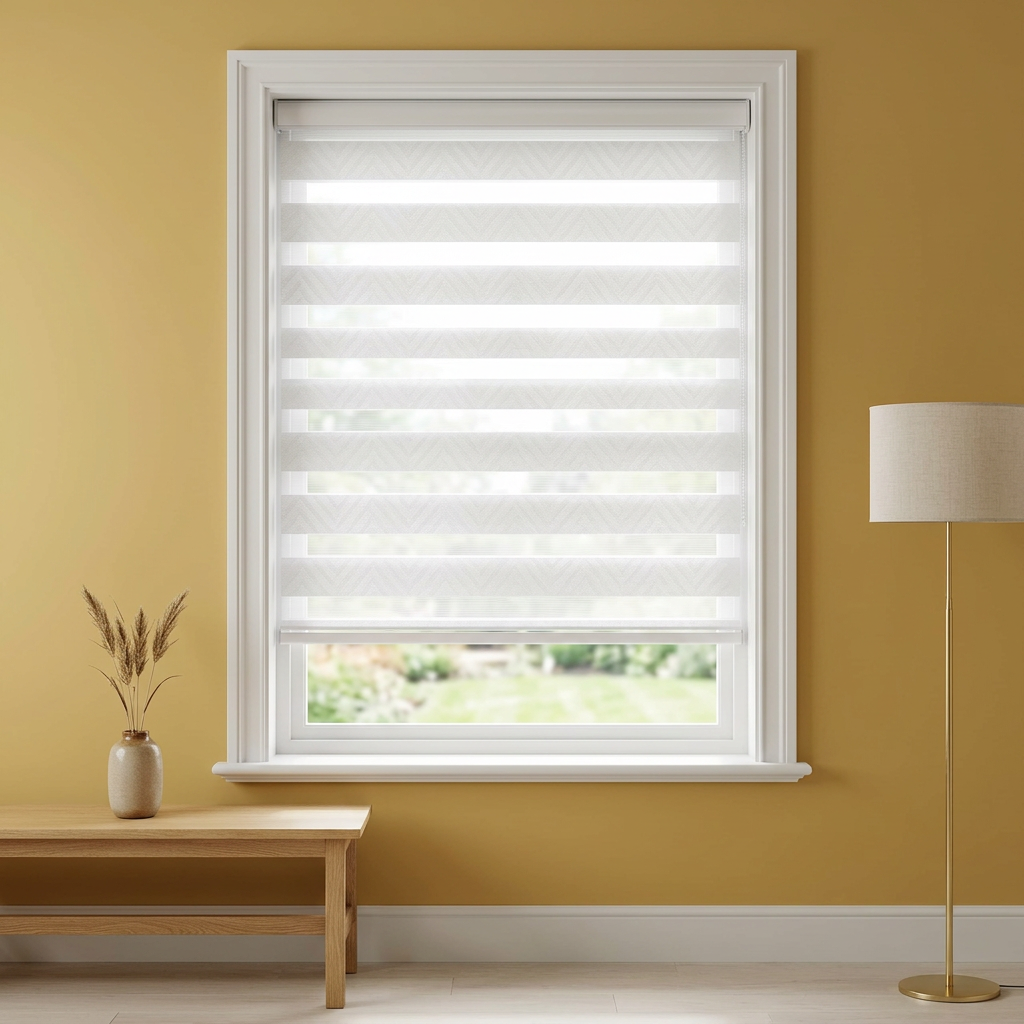 Minimalist Room with White Roller Blind