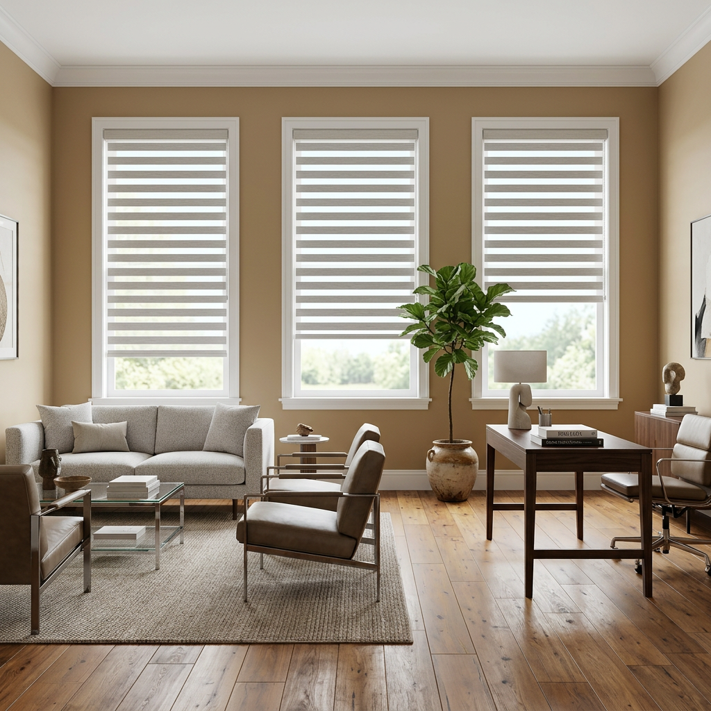 Three Window Living Room Design