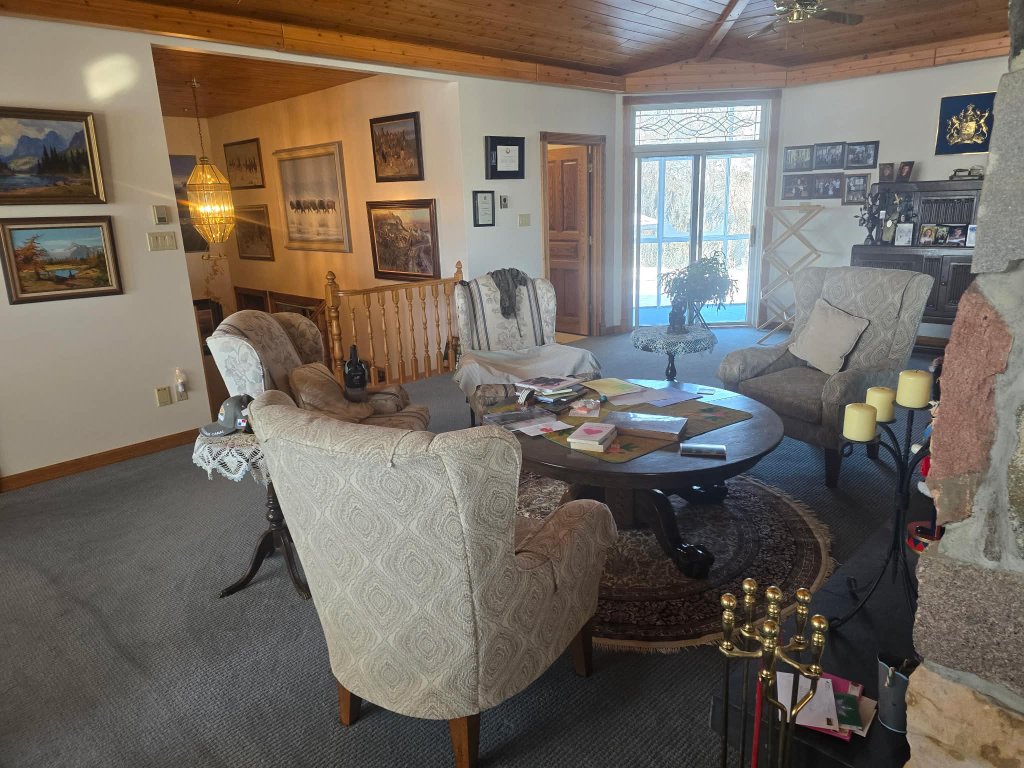 Cozy living room with stone fireplace cleaned Lethbridge AB
