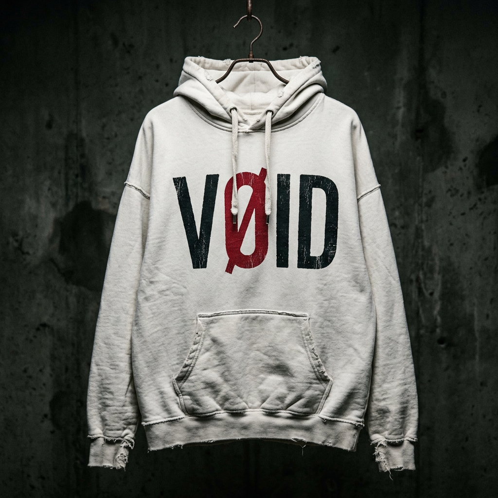 VØID Hoodie — White / Black V·Red Ø