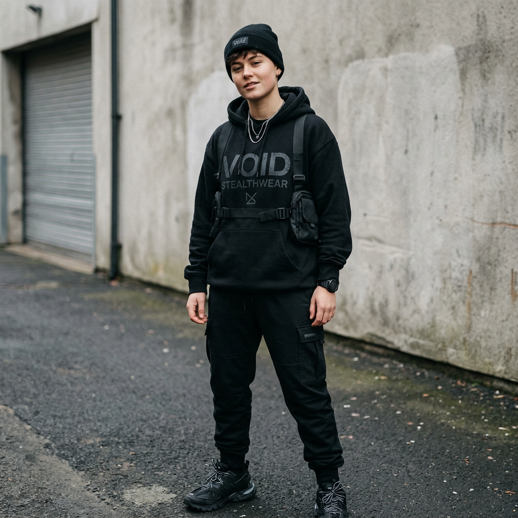 Young person wearing VØID Stealthwear
