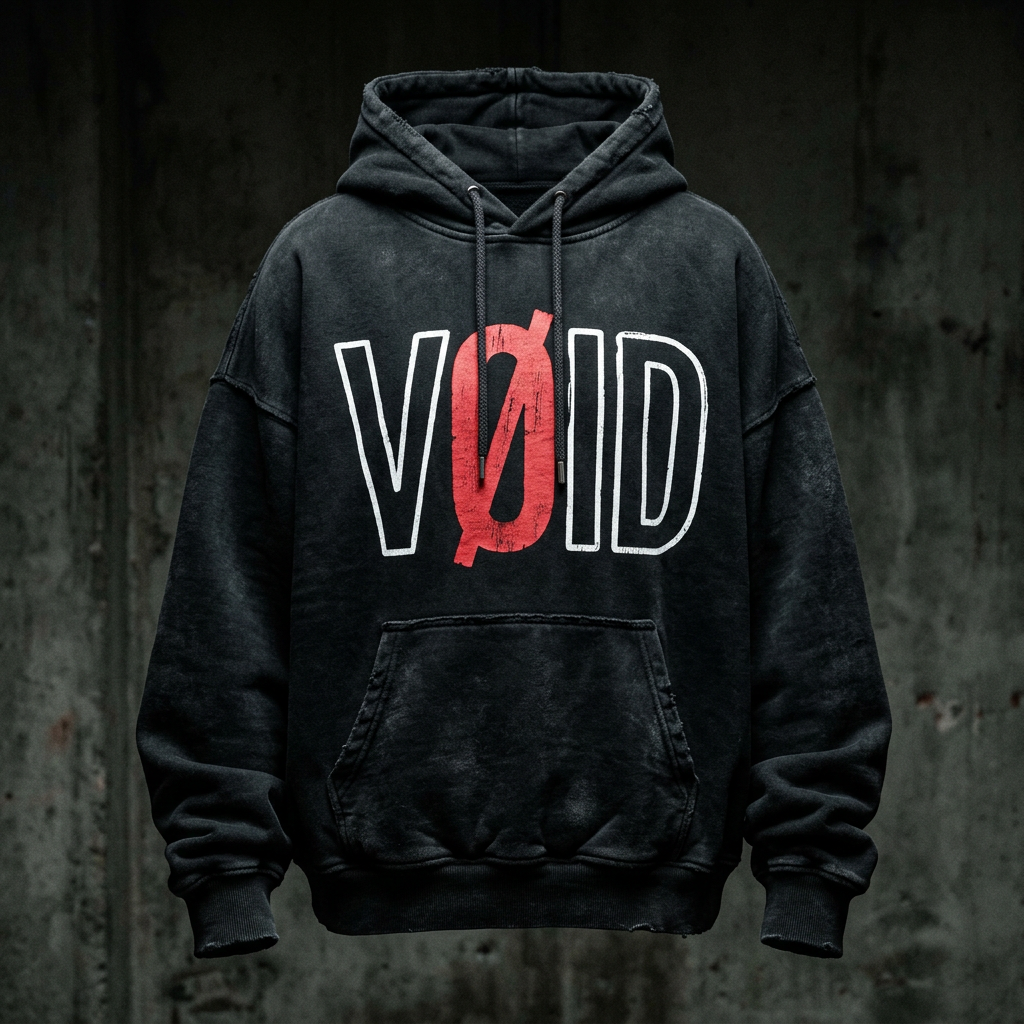 VØID Hoodie — Black / White Outline·Red Ø