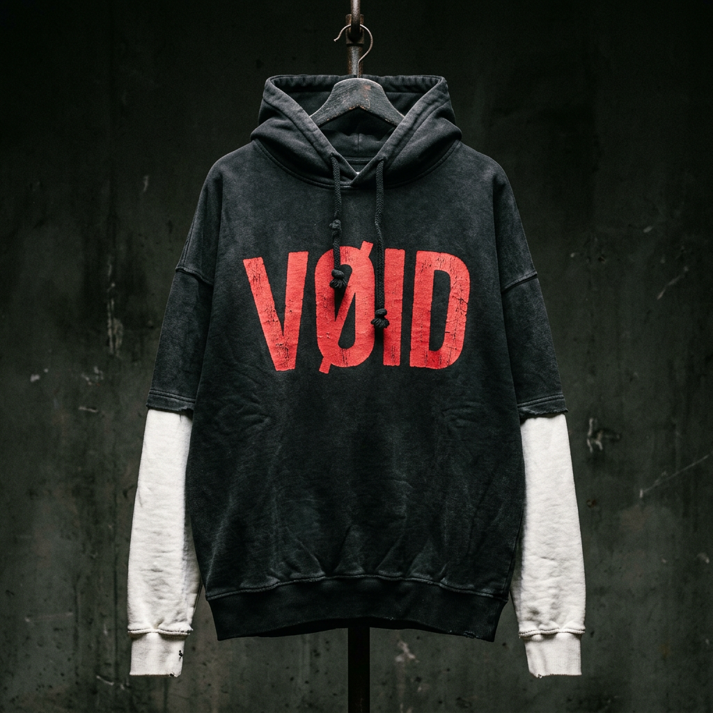 VØID Hoodie — Black·White Panels / Red Logo
