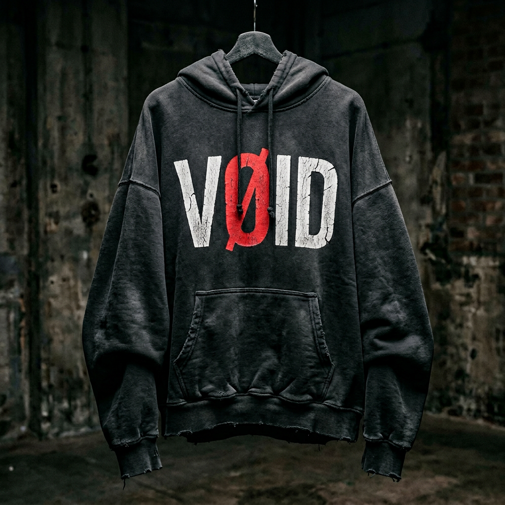 VØID Hoodie — Black / White V·Red Ø