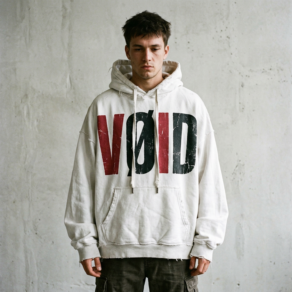 VØID Hoodie — White / Alternating Red·Black