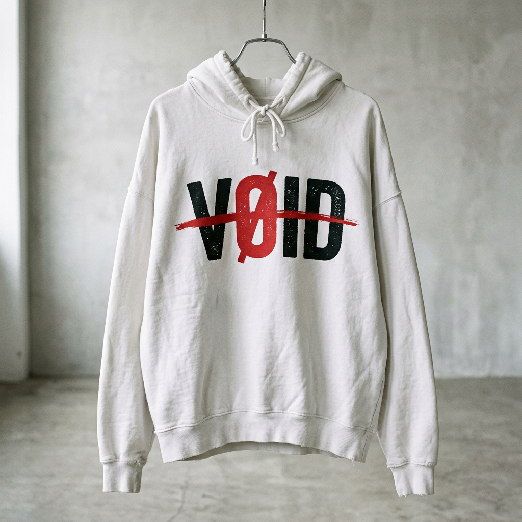 VØID Hoodie — White / Black Logo·Red Stripe