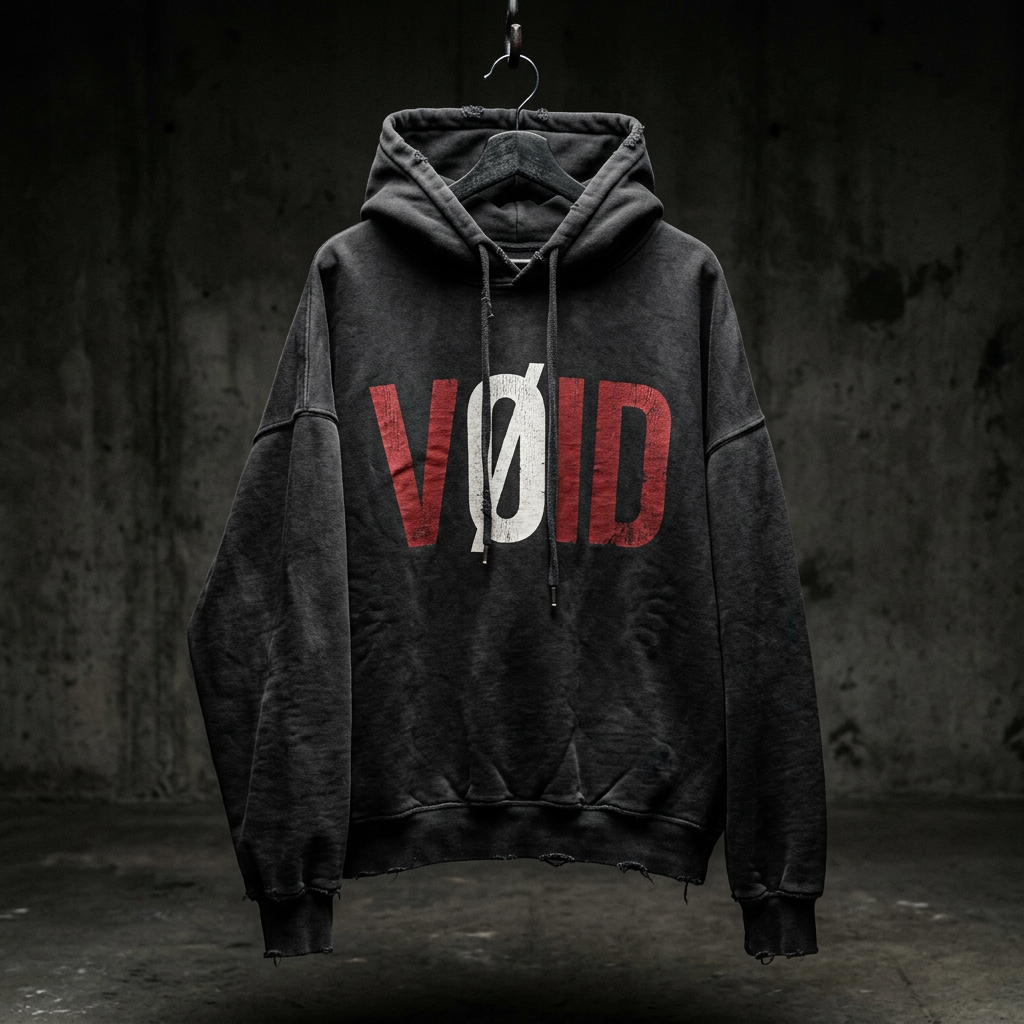 VØID Hoodie — Black / Red V·White Ø