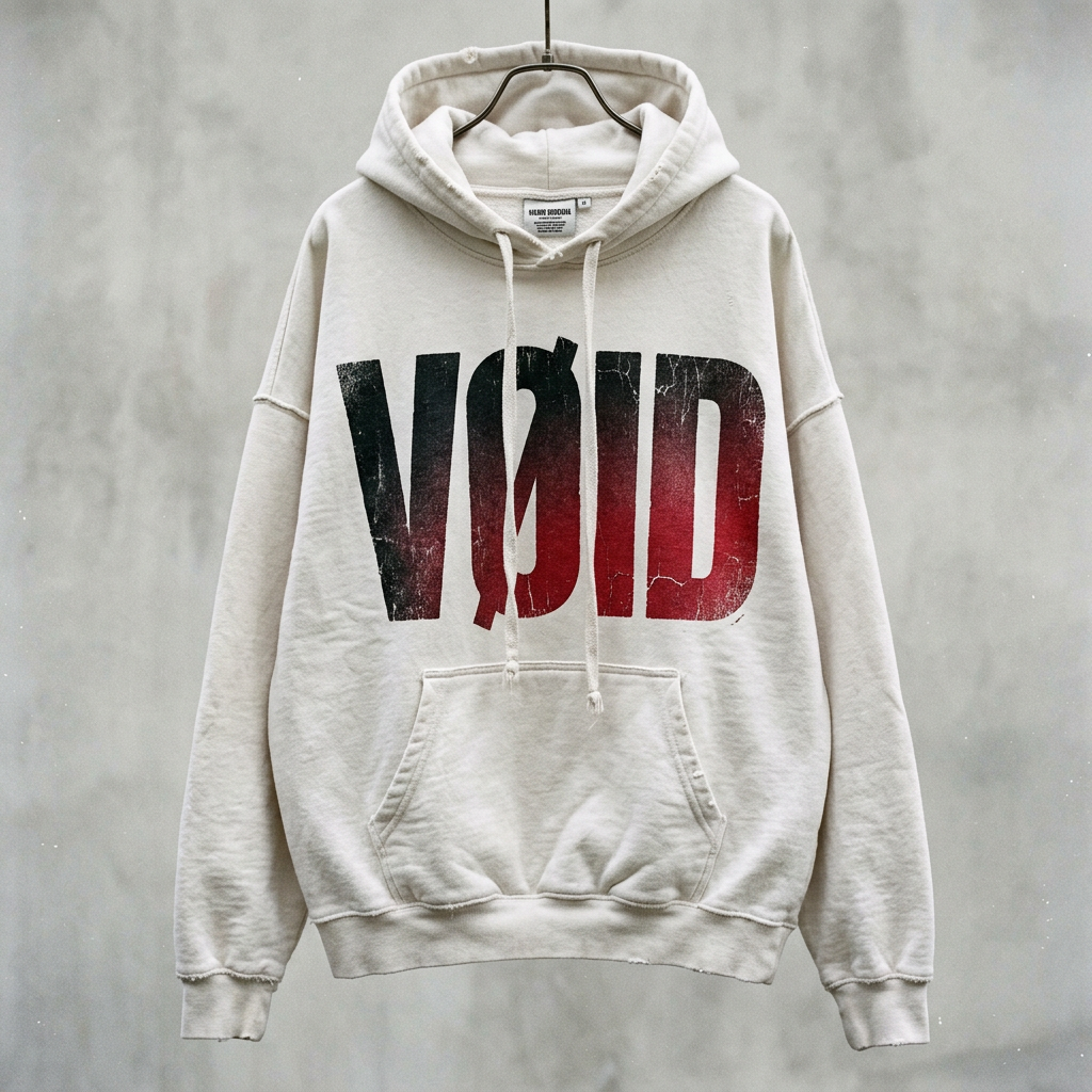 VØID Hoodie — White / Black·Red Gradient Logo