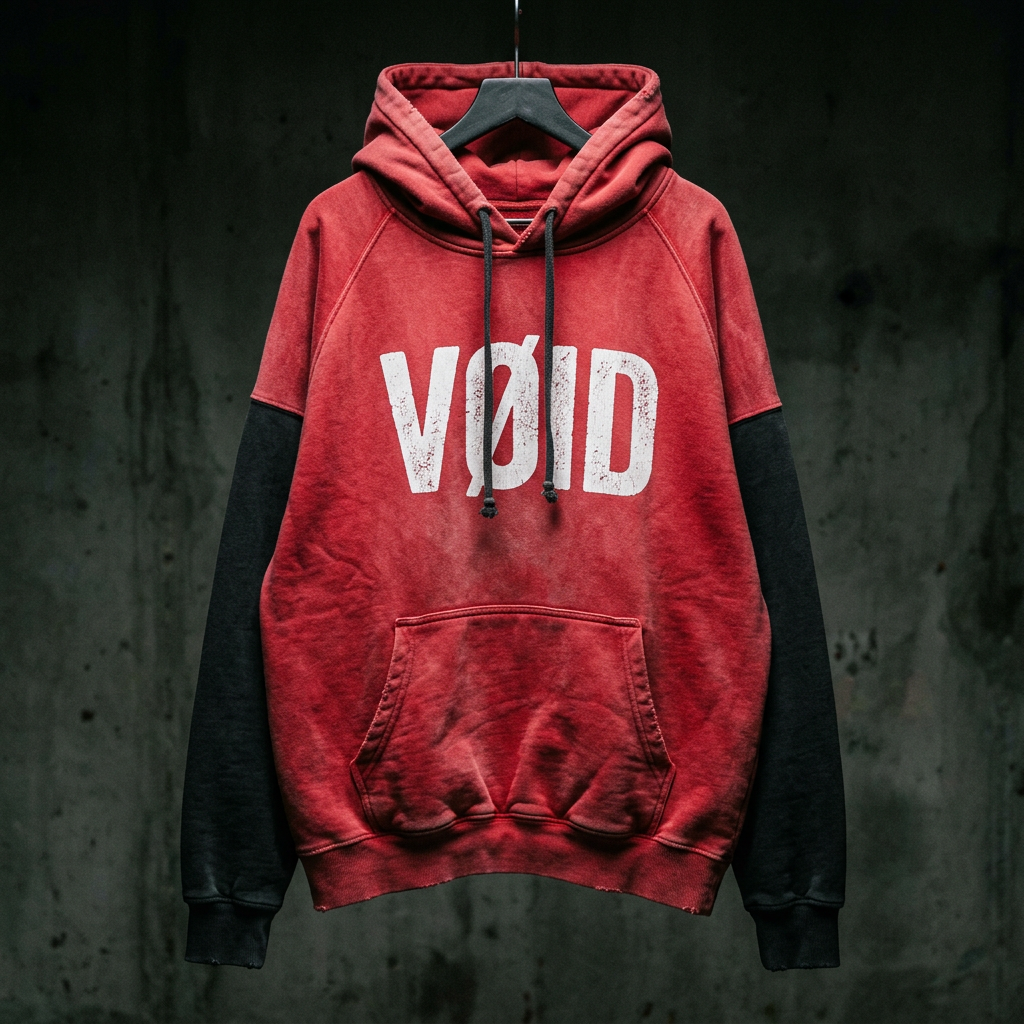 VØID Hoodie — Red·Black Panels / White Logo