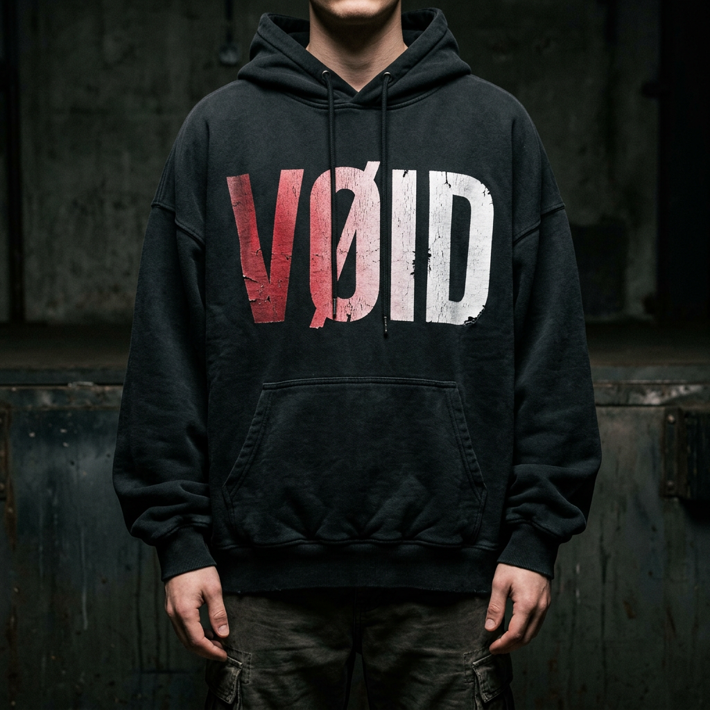 VØID Hoodie — Black / Red·White Gradient Logo