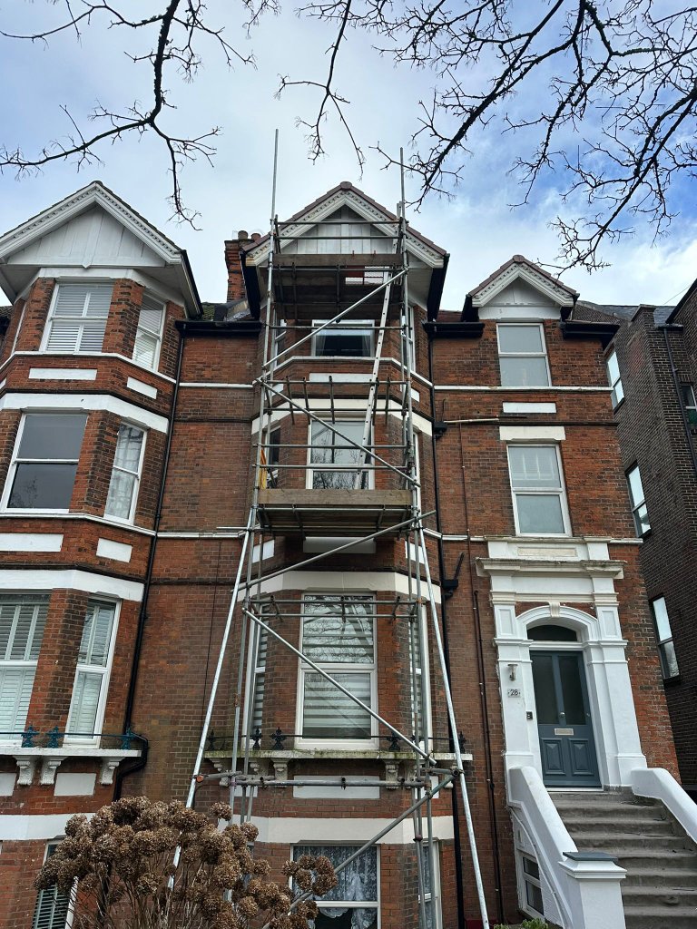 Domestic scaffolding for roof repairs