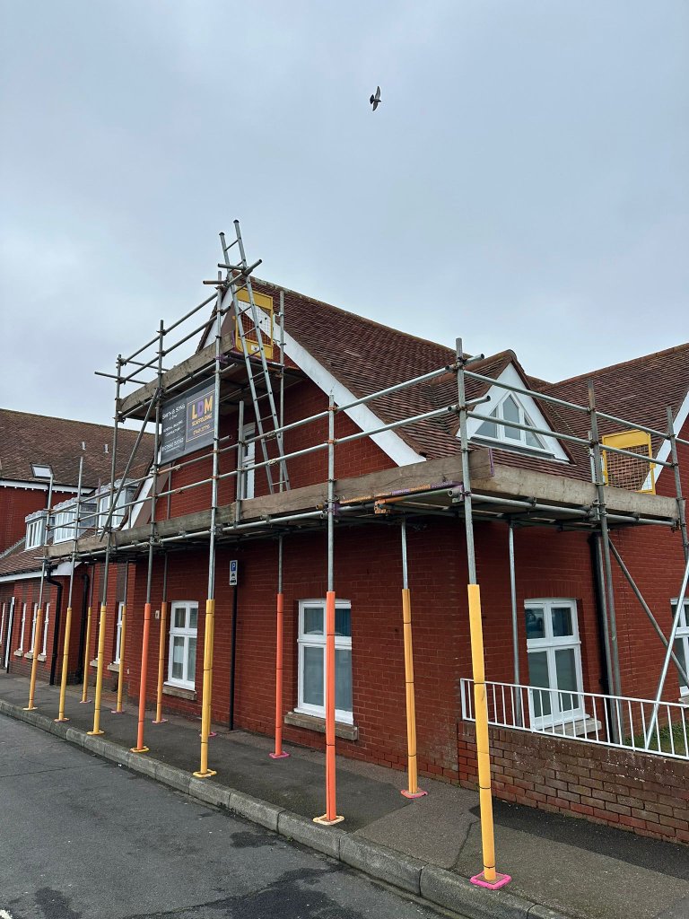 Commercial scaffolding structure construction site