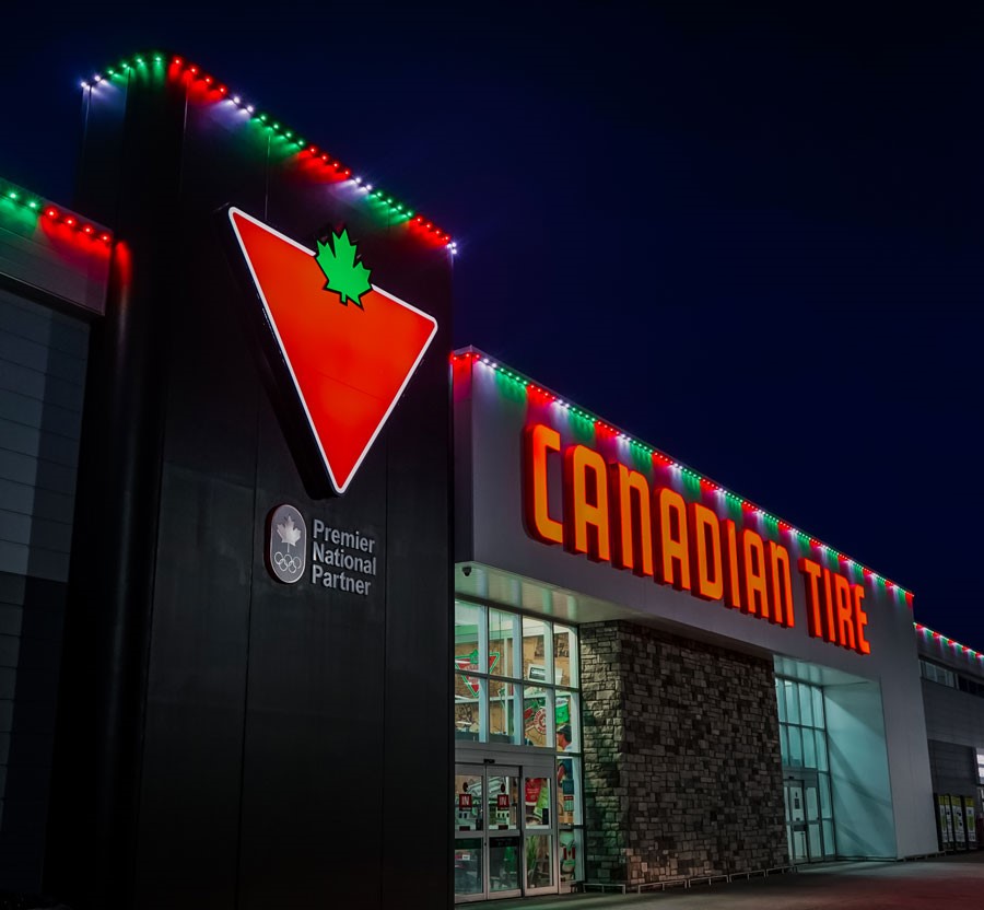 Commercial building at night